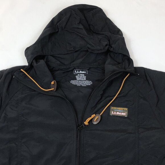 LL Bean Mens Mountain Classic Anorak 1/2 Zip Hooded Black Jacket Medium - Picture 4 of 8